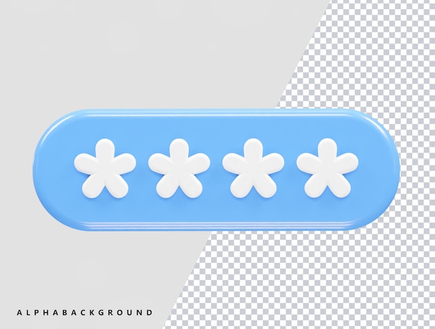 PSD password icon rendering illustration 3d element