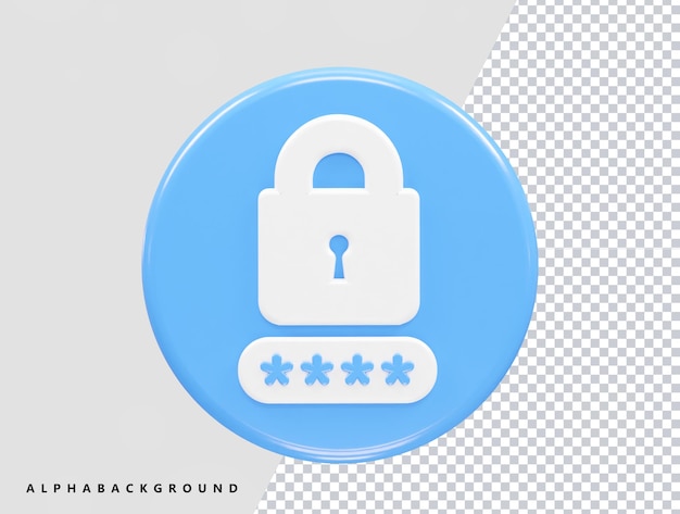 Password icon rendering illustration 3d element