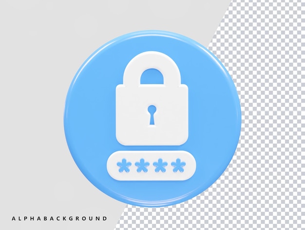 PSD password icon rendering illustration 3d element