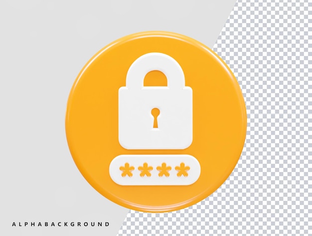 PSD password icon rendering illustration 3d element