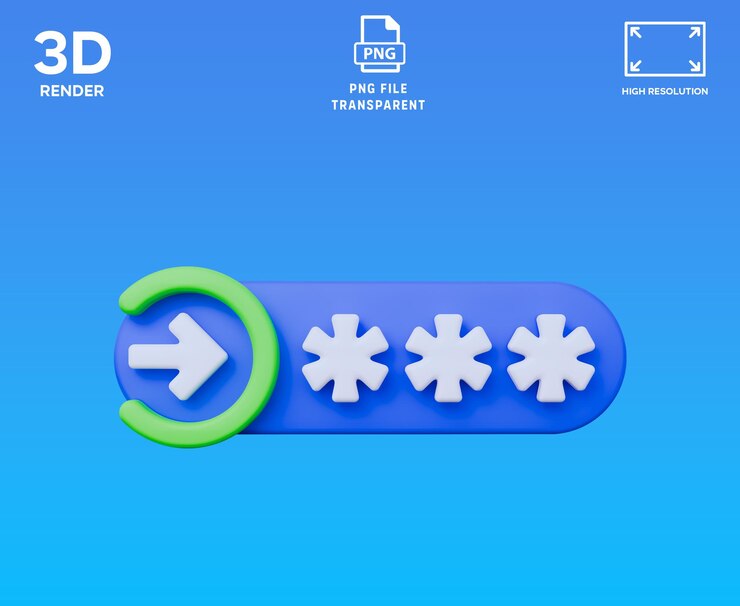 PSD password login 3d icon illustration