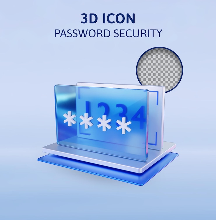 PSD иллюстрация 3d-рендеринга безопасности пароля