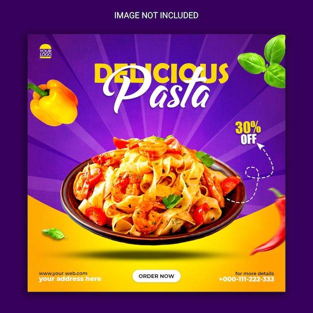 pasta social media post banner design.