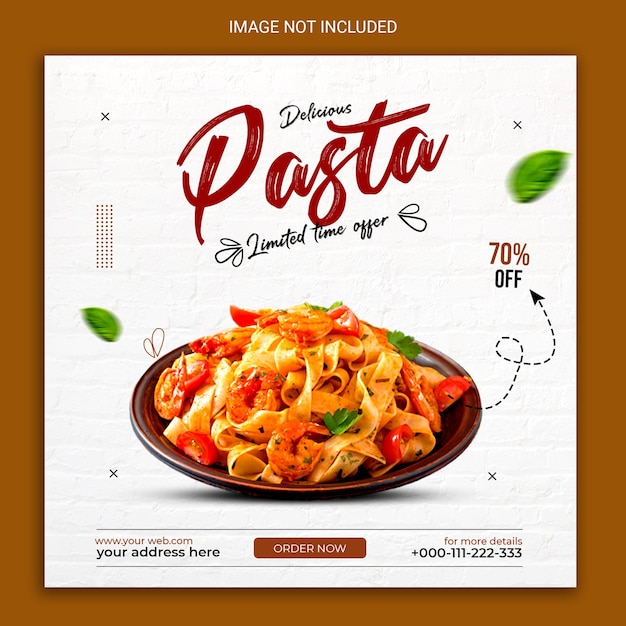 Progettazione di post sui social media di pasta.