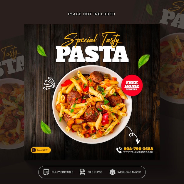 Pasta social media promotion and instagram banner post template design