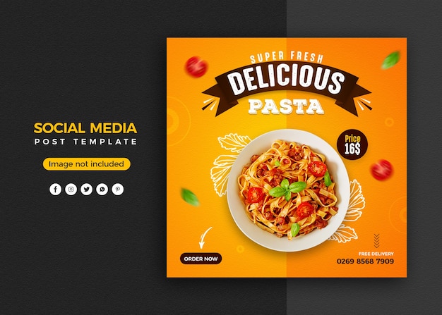 Pasta sociale media promotie en instagram banner post ontwerpsjabloon