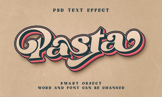 PSD pasta tekst retro stijl teksteffect sjabloon