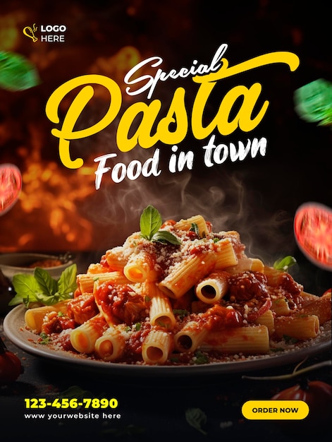 Pasta top view social media banner post template design