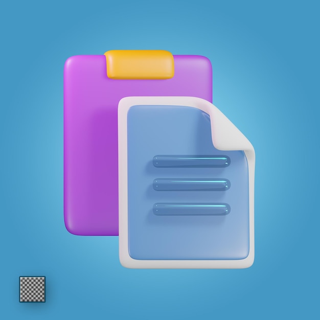 PSD paste file 3d render cute icon illustration folder file format