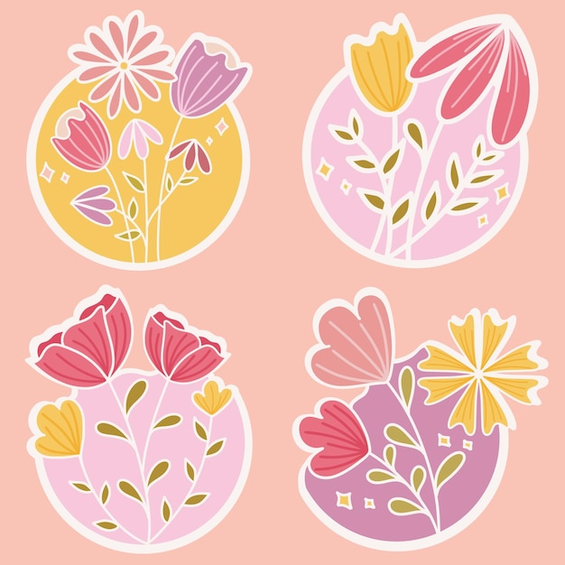 Pastel bloemen sticker