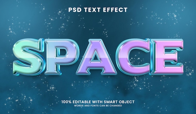 Pastel color gradient space psd text effect