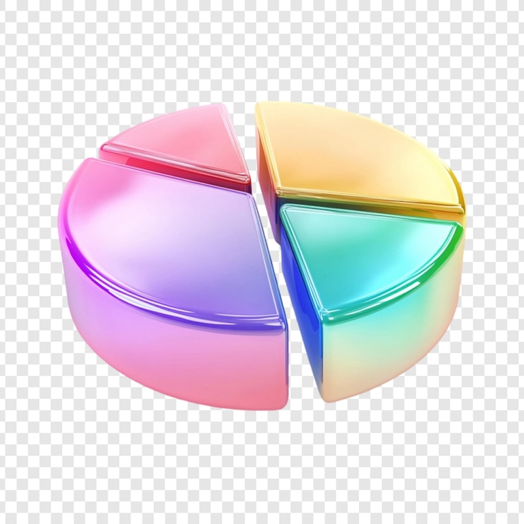 PSD 파스텔 컬러 3d 파이 차트 데이터 시각화 그래픽 디자인