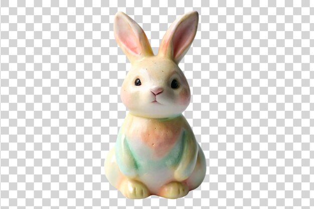 PSD coniglio in ceramica di colore pastello isolato su uno sfondo trasparente