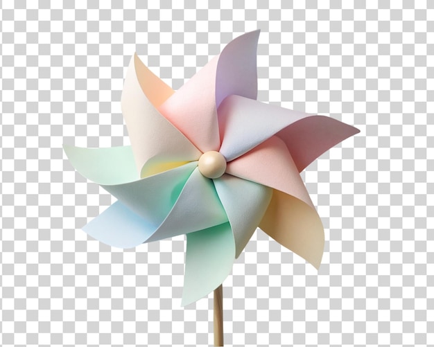 PSD pastel colored pinwheel toy isolated on transparent background