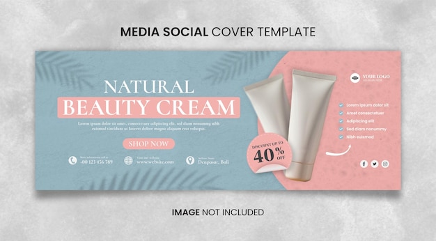 PSD pastel colors editable natural beauty cream social media cover template