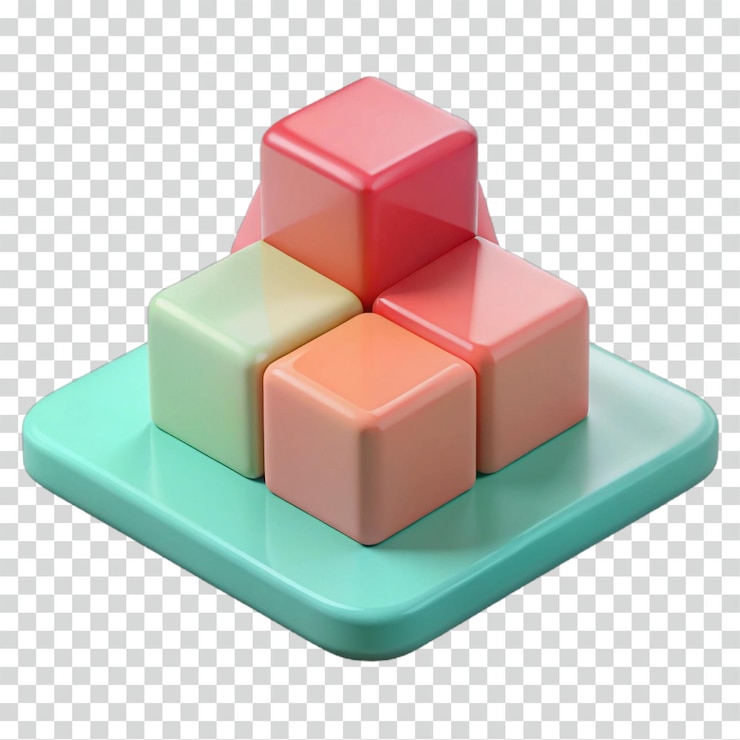 PSD pastel cube stack on platform 3d render