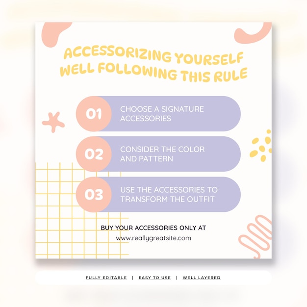 PSD pastel cute organic social media kit instagram post