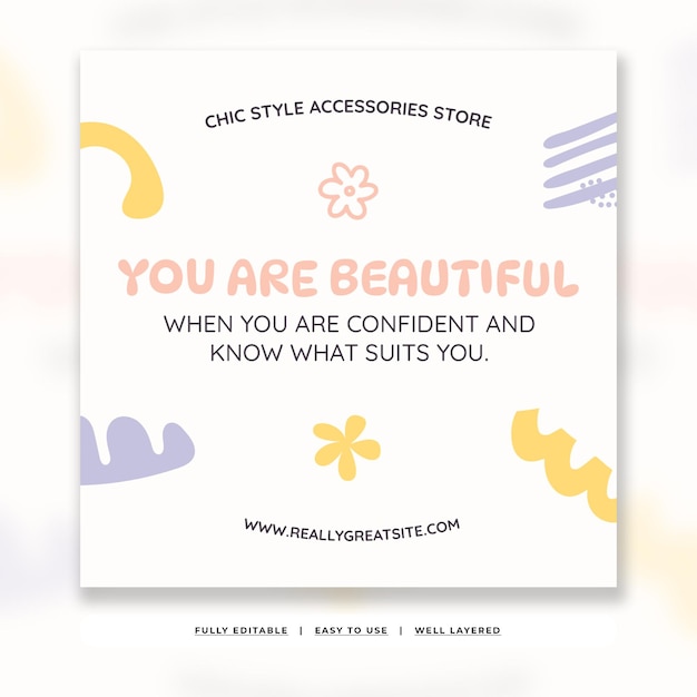 pastel cute organic social media kit instagram post