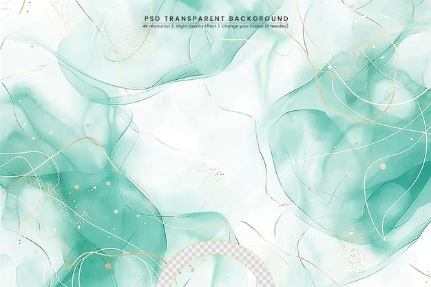 PSD pastel cyan mint liquid marble watercolor generative aion transparant background