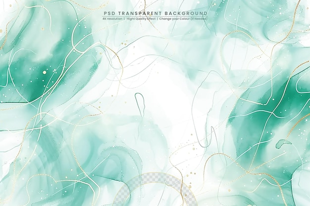 PSD pastel cyan mint liquid marble watercolor generative aion transparant background