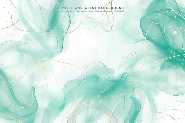 PSD pastel cyan mint liquid marble watercolor generative aion transparant background