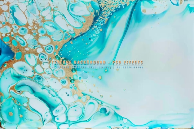 Pastel cyan mint liquid marble watercolor on transparent background