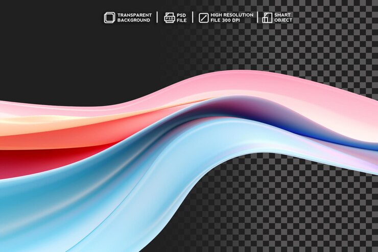 PSD pastel dreams abstract fluid wave in tranquil colors on transparent background