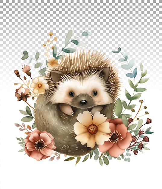 PSD pastel hedgehog in watercolor