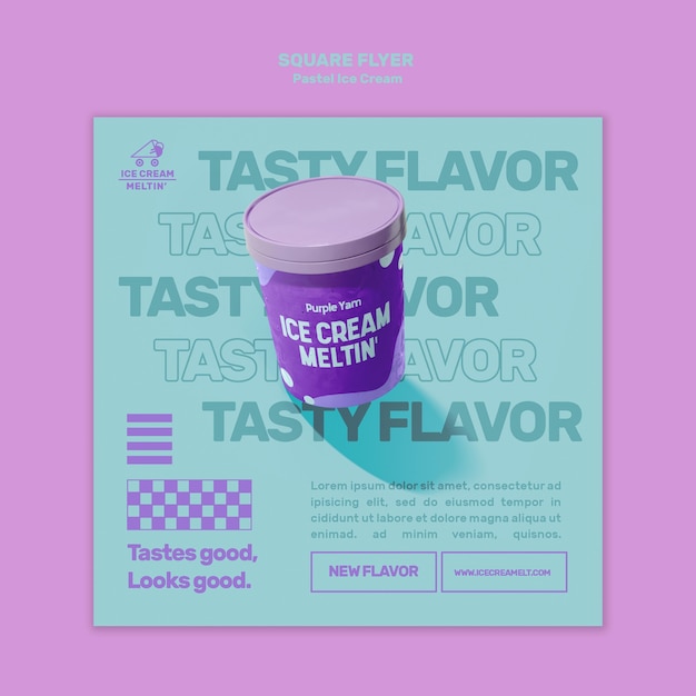 Pastel ice cream square flyer