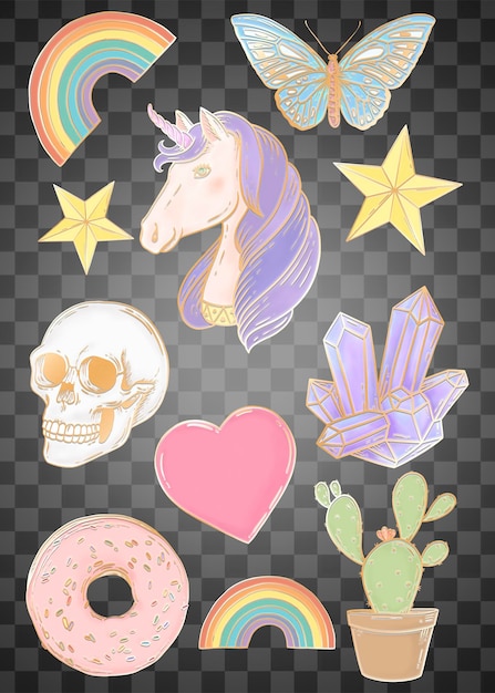 pastel journal sticker set design element