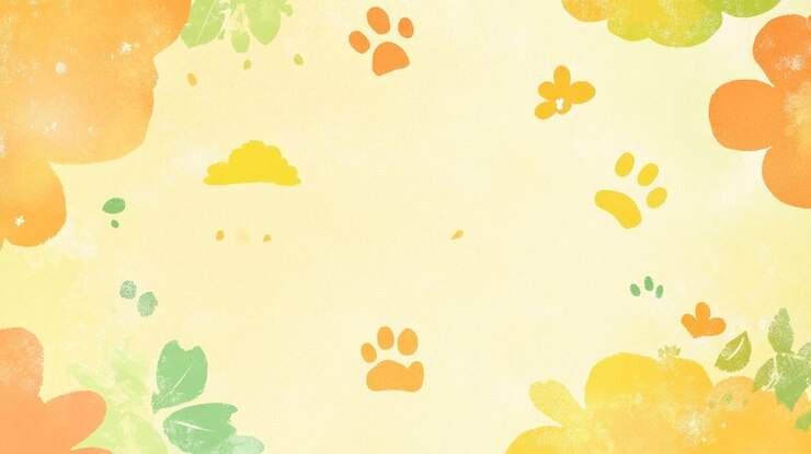 PSD pastel orange and green floral and paw print background