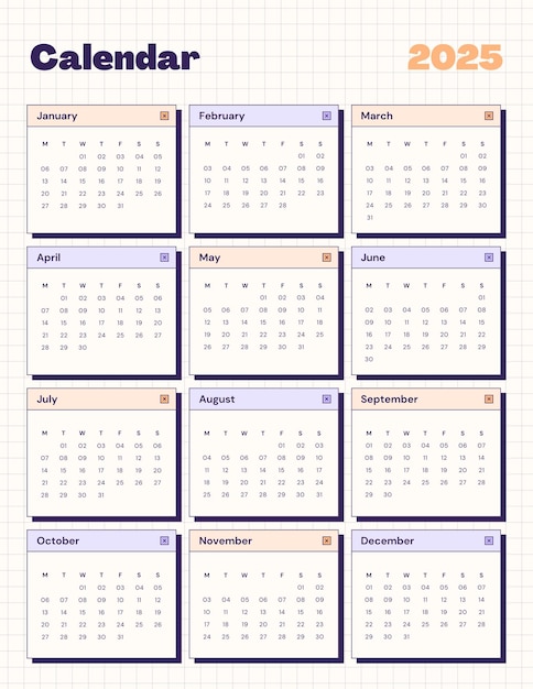 pastel orange and lilac modern 2024 and 2025 calendar bullet journal 1