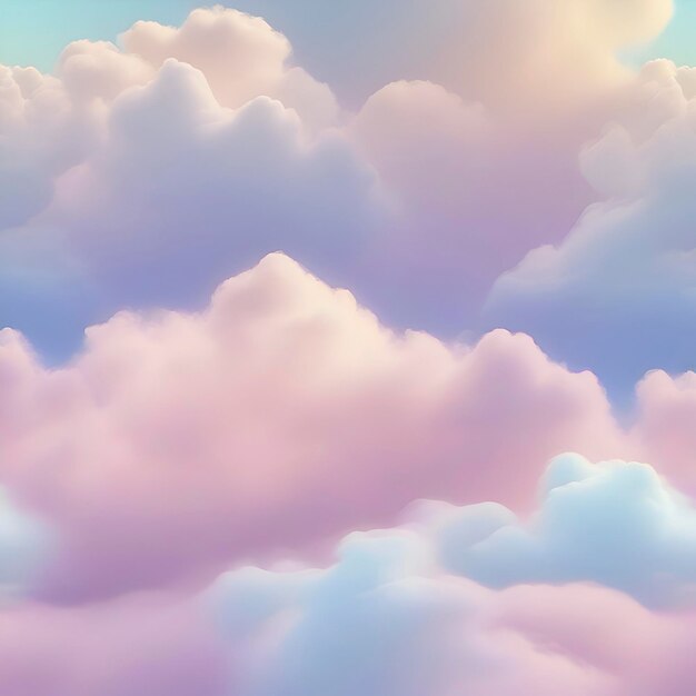 PSD Пастельное небо, облака и градиент цвета солнечного света, фон aigenerated