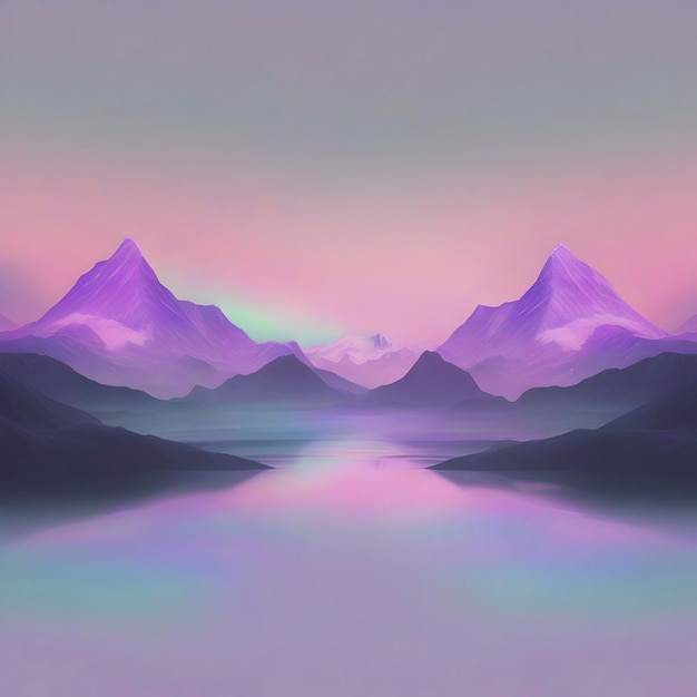 Pastel sky with aurora scenery with smooth color transition