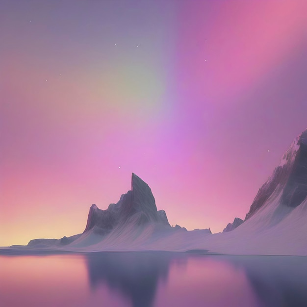 PSD pastel sky with aurora scenery with smooth color transition