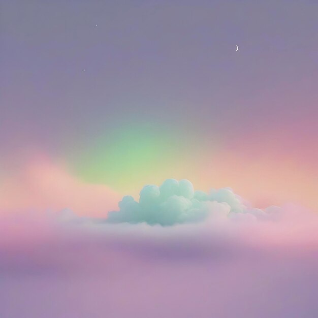 PSD pastel sky with aurora scenery with smooth color transition