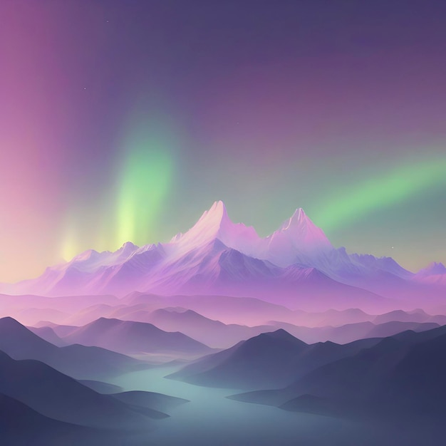 PSD pastel sky with aurora scenery with smooth color transition