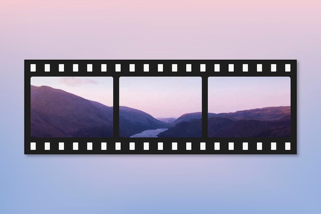 Pastel slide film mockup frame esthetisch beeldontwerp psd