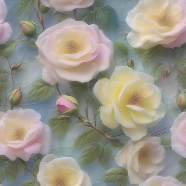 PSD pastel translucent wild roses illustration aigenerated