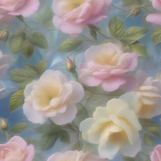 PSD pastel translucent wild roses illustration aigenerated