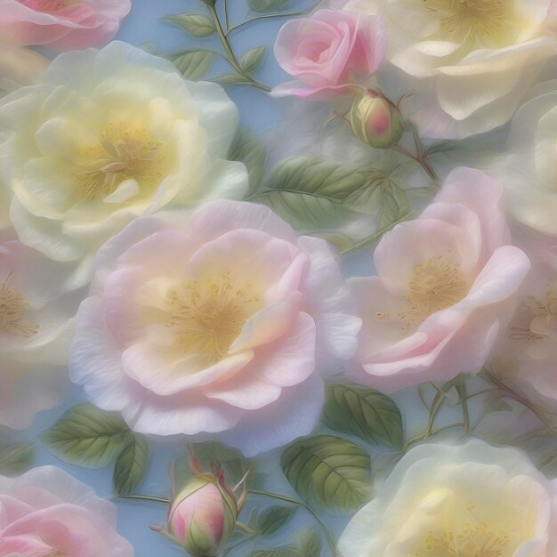 Pastel translucent wild roses illustration aigenerated