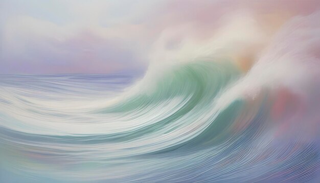 Pastel wave oil painting using brush technique