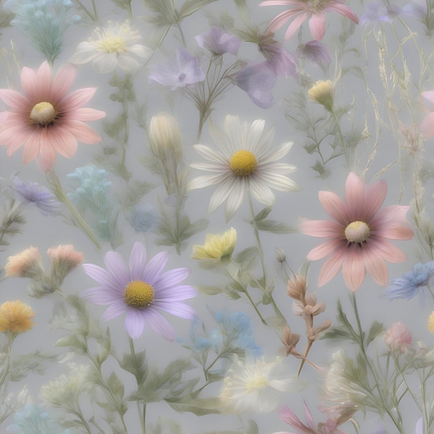 PSD パステルの野の花のイラスト aig生成