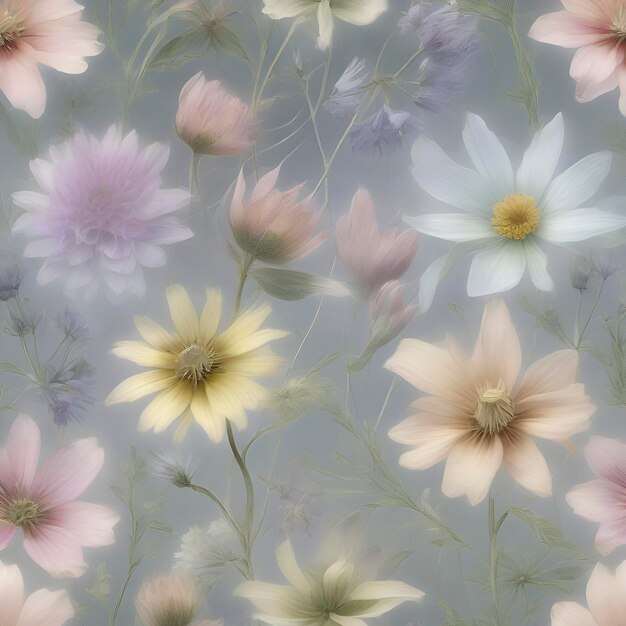 PSD pastel wildflower illustration aigenerated