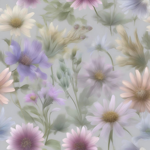 PSD pastel wildflower illustration aigenerated