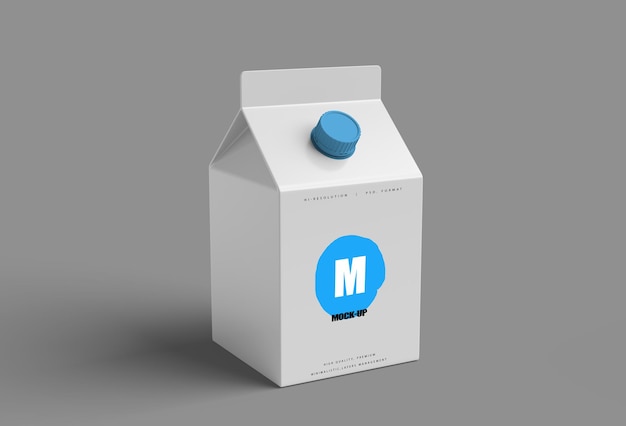 Pasteurized milk box 3d render mockup for product design.