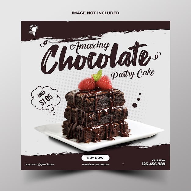 Pastry chocolate cake social media post design template