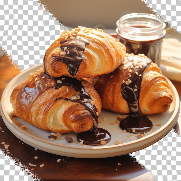 PSD una pasticceria in indonesia faceva croissant con cioccolato fuso e marmellata di cioccolata sullo sfondo trasparente