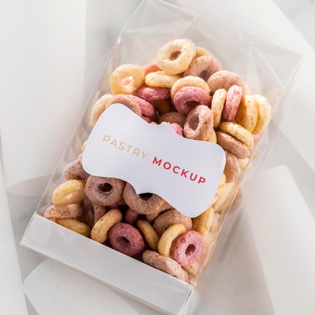 pastry in transparent packaging top view