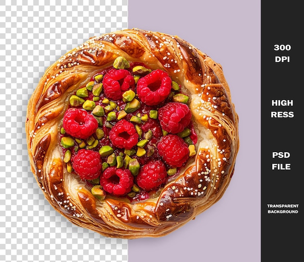 PSD a pastry with raspberries and a croissant on it